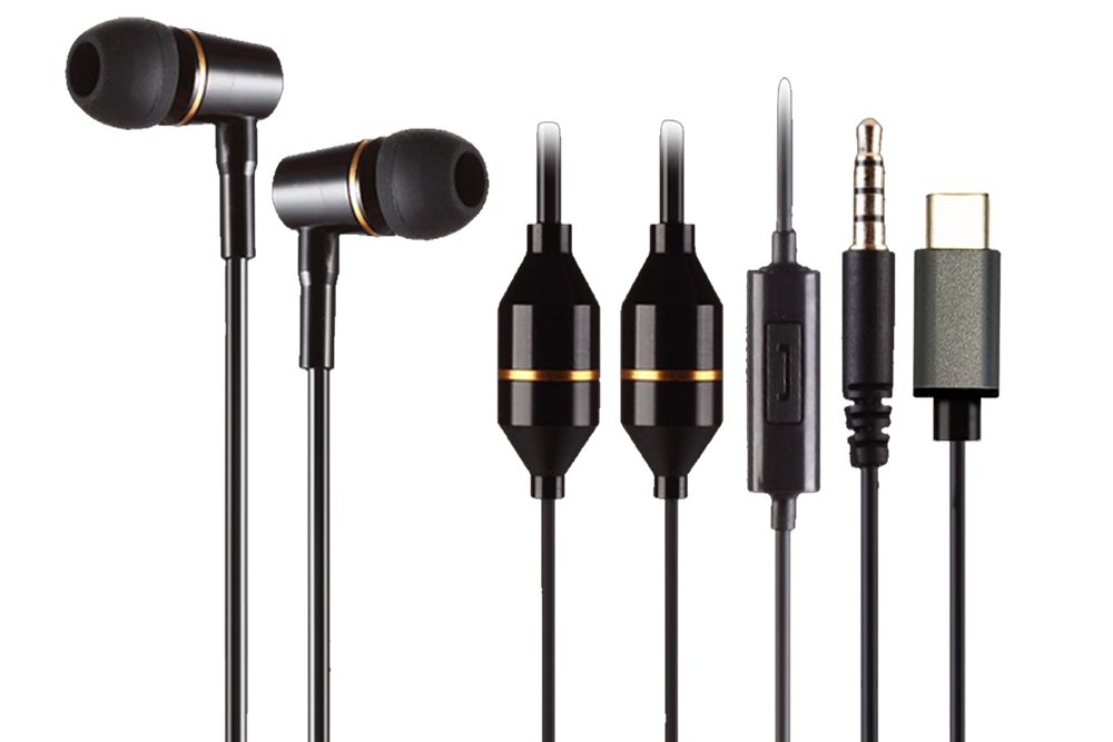 EMF-free headphones with choice of tip size and volume control
