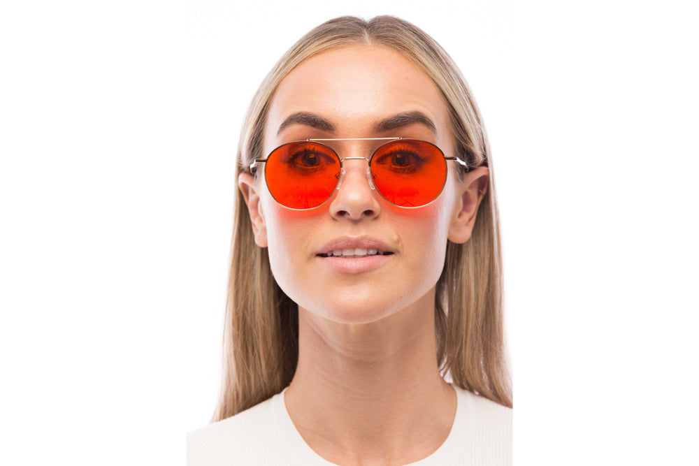 Woman Wearing Chester Blue Light Blocking Glasses