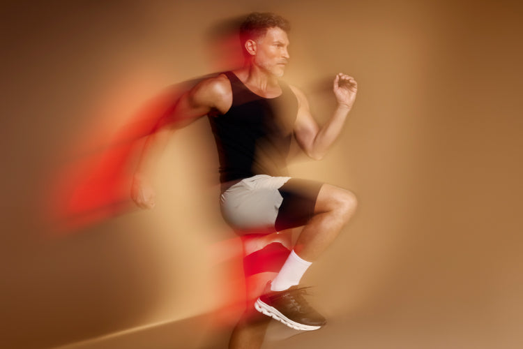 Man doing fitness workout while taking steps