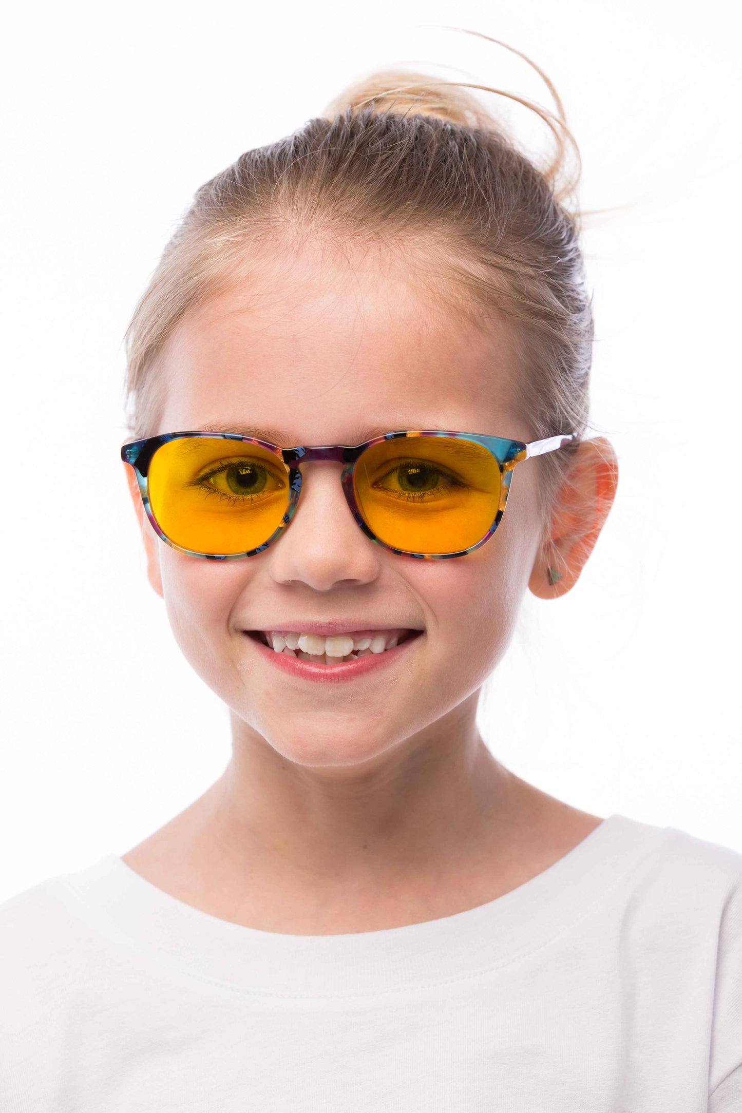 Girl Wearing Elsa Light Sensitivity Glasses