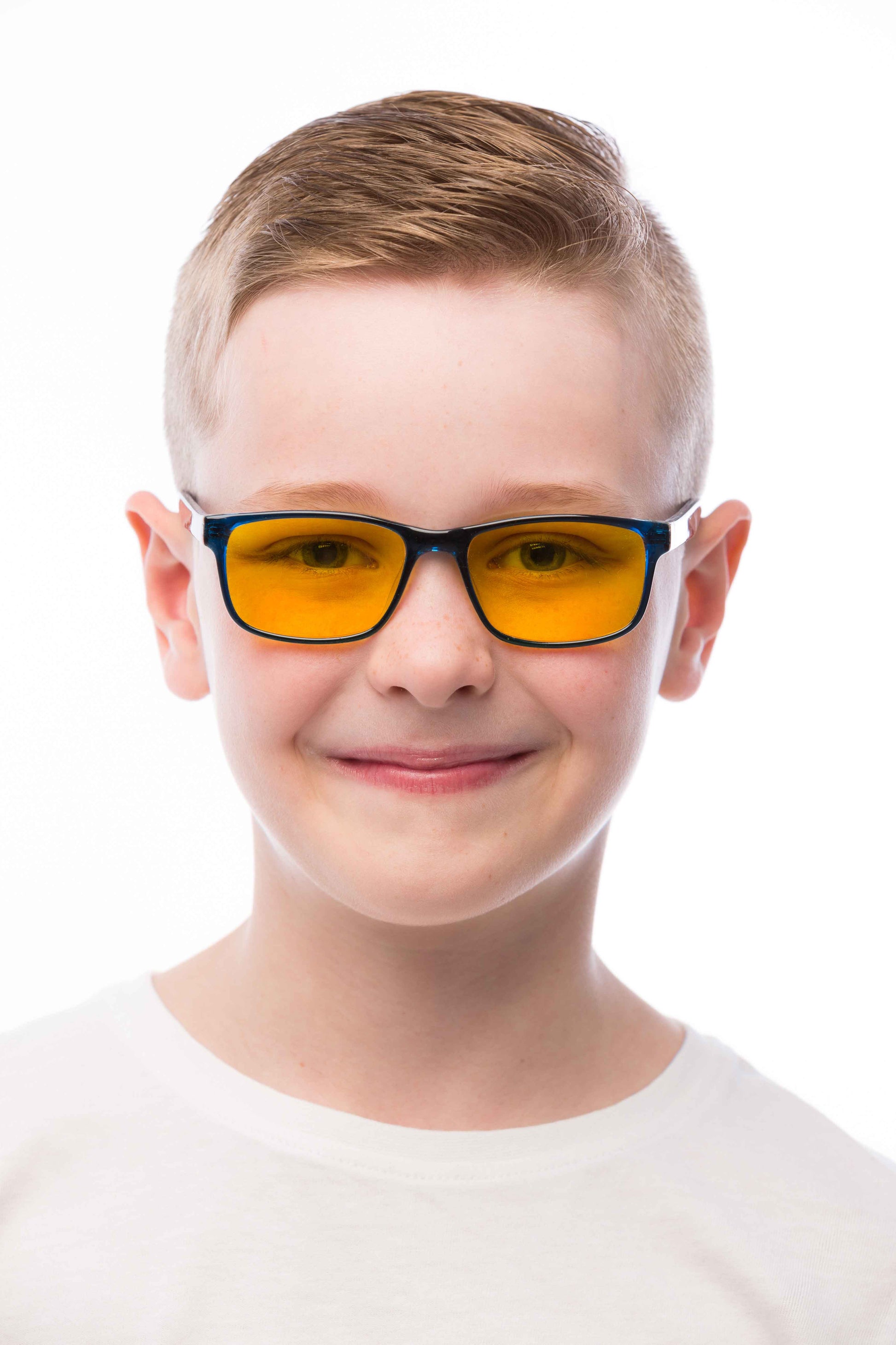 Boy Wearing Theo Light Sensitivity Glasses Prescription (Kids)