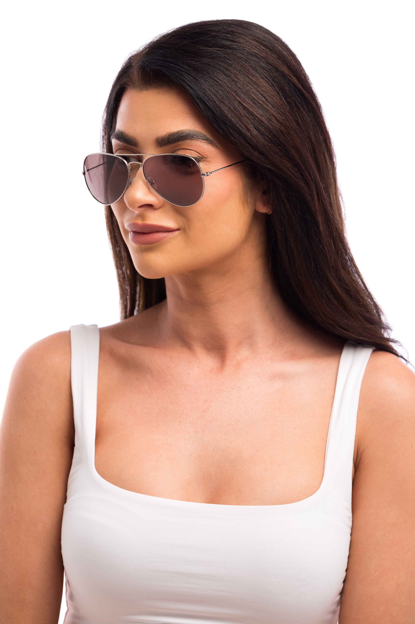 Woman Wearing Maverick Sunglasses Prescription (Brown)