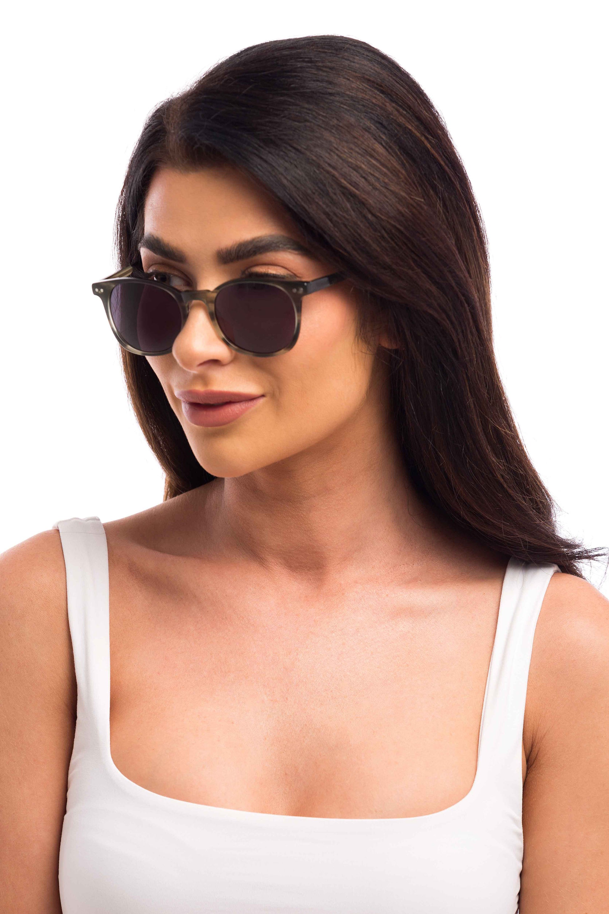 Woman Wearing Arrow Sunglasses Readers (Grey)