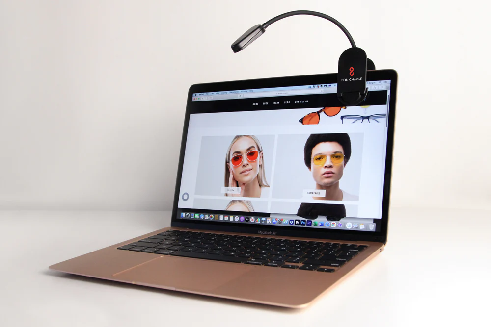Blue Light Blocking Clip Light on Laptop