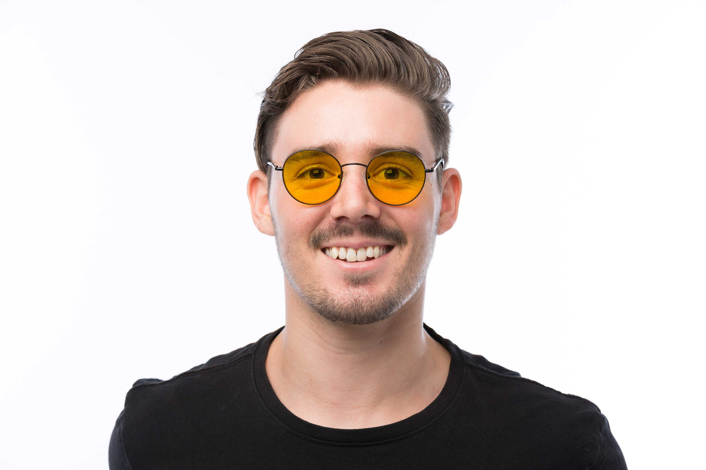 Man Wearing Lennon Light Sensitivity Glasses Prescription