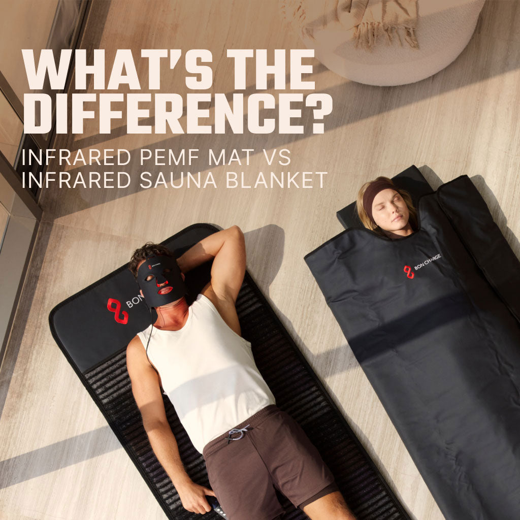 Man and Woman Laying In Sauna Blanket and On PEMF Mat