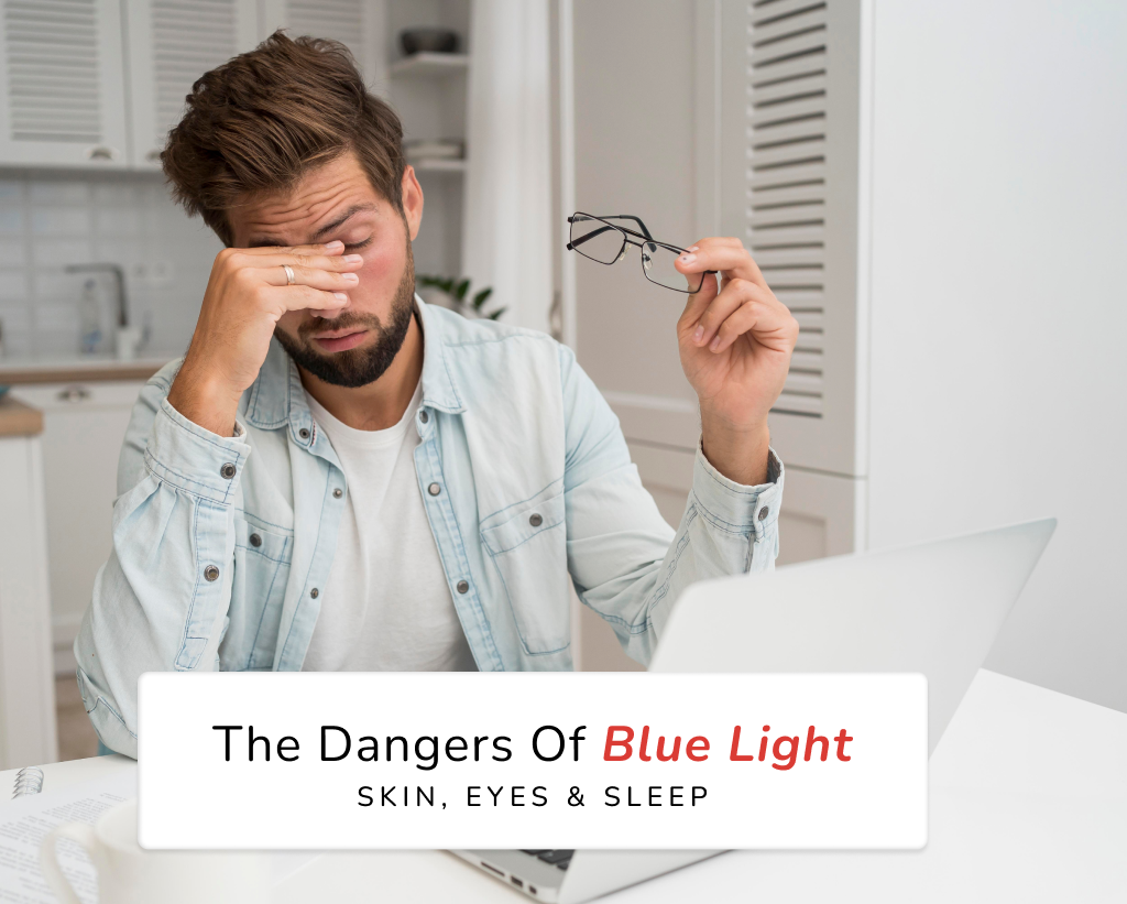 The Dangers Of Blue Light - Man Holding Glasses