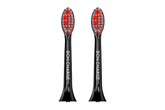 Black electric toothbrush head with red bristles