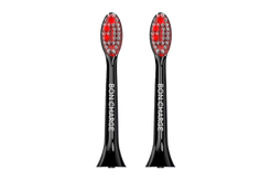 Black electric toothbrush head with red bristles